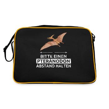Bitte Einen Pteranodon Abstand Halten Flugsaurier - Retro Tasche - Schwarz/Gold - Hinten