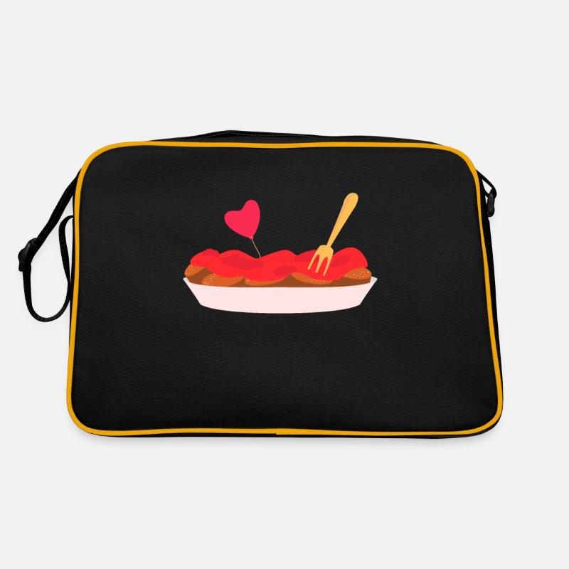 Currywurst - Retro Tasche - Schwarz/Gold