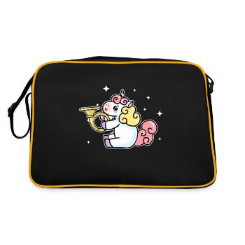 Cute Unicorn Playing French Horn Horn Lover Gift - Retro Bag - black/gold - Back