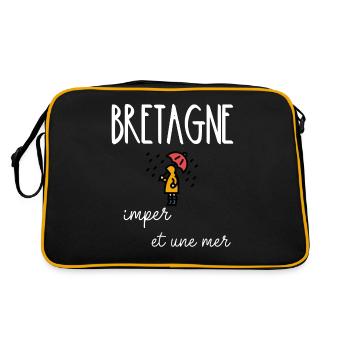 Bretagne imper une mer- humoir breton bretagne - Sac Retro - noir/or - Dos
