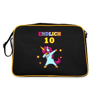 Einhorn 10 Jahre Geburtstag Einhorn Geburtstag - Retro Tasche - Schwarz/Gold - Hinten