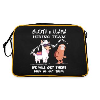 Sloth Hiking Team - Faultier Lama Wandern - Retro Tasche - Schwarz/Gold - Hinten