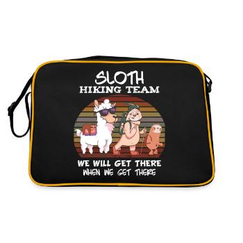 Sloth Hiking Team - Faultier Lama Wandern - Retro Tasche - Schwarz/Gold - Hinten