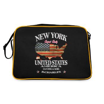 New York États-Unis Drapeau Usa Drapeau États-Unis États-Unis - Sac Retro - noir/or - Dos
