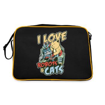 I Love Robots And Cats Pet Owner Robotics Engineer - Retro Tasche - Schwarz/Gold - Hinten