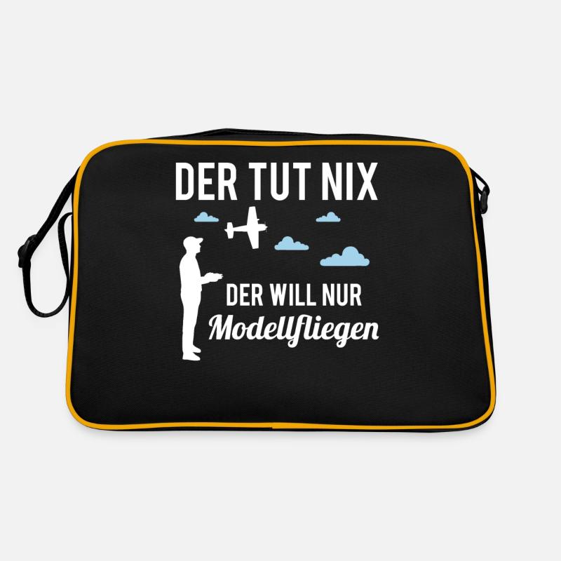 Modellflug Spruch RC Flugzeug Herren Geschenk - Retro Tasche - Schwarz/Gold