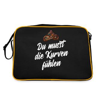 Lustiger Motorrad Spruch für Motorradfahrer! - Retro Tasche - Schwarz/Gold - Hinten