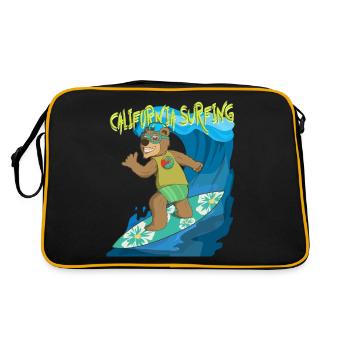 Summer feeling Californian shaka bear surfs the - Retro Bag - black/gold - Back