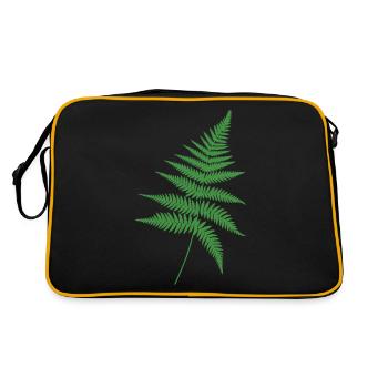 Green Fern Outline - Retro Bag - black/gold - Back
