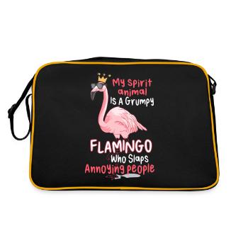 My Spirit Animal Is A Grumpy Flamingo - Retro Tasche - Schwarz/Gold - Hinten