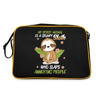 My Spirit Animal Is A Grumpy Sloth - Retro Tasche - Schwarz/Gold - Hinten