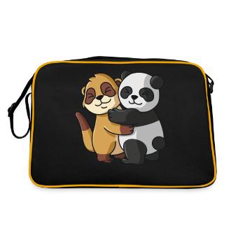 Meerkat Panda cute Hug Cuddle Animals - Retro Bag - black/gold - Back