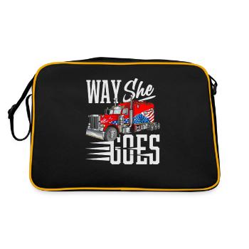 Way she goes. Truck with the American flag. - Retro Tasche - Schwarz/Gold - Hinten