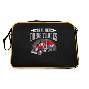 Real men drive trucks. Design for truck drivers - Retro Bag - black/gold - Back