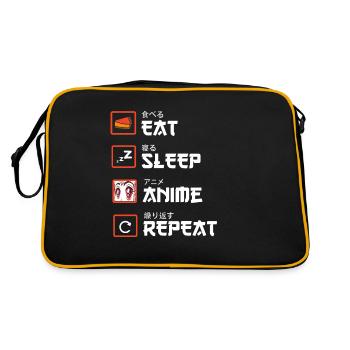 Eat Sleep Anime Repeat - Kawaii Otaku Japan Kanji - Sac Retro - noir/or - Dos
