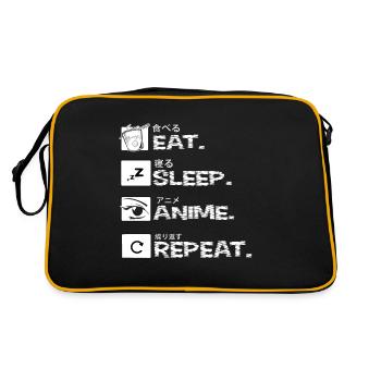 Eat Sleep Anime Repeat - Kawaii Otaku Japan Kanji - Sac Retro - noir/or - Dos