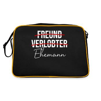 Freund Verlobter Ehemann Hochzeitstag Ehemänner - Retro Tasche - Schwarz/Gold - Hinten