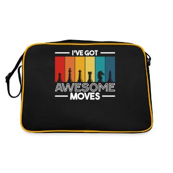Schachliebe Schachspiel - Schachfiguren Strategie - Retro Tasche - Schwarz/Gold - Hinten