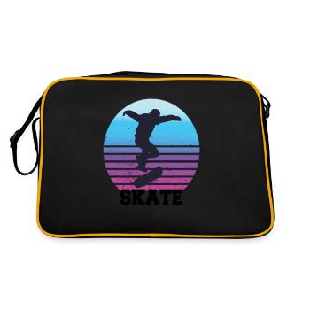 Skateboarding Skateboard Longboard Geschenk - Retro Tasche - Schwarz/Gold - Hinten