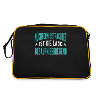 Nüchtern betrachtet ist die Lage besäufniserregend - Retro Tasche - Schwarz/Gold - Hinten