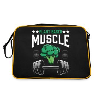 Vegane Muskeln Pflanzenbasiert Fitness Athlet - Retro Tasche - Schwarz/Gold - Hinten
