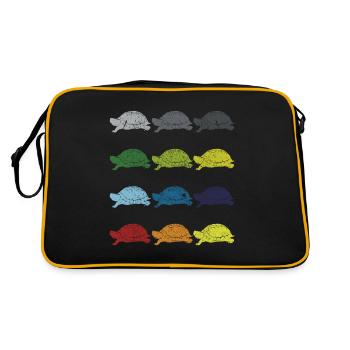Neon Pop Art Retro Schildkröte Tier Geschenk - Retro Tasche - Schwarz/Gold - Hinten