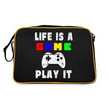 Das Leben Ist Ein Spiel Spielen Sie Es - Retro Tasche - Schwarz/Gold - Hinten