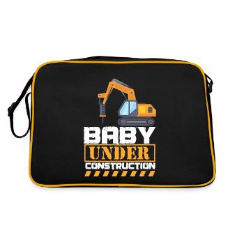 Baby Under Construction Pregnant Pregnancy Mother - Retro Bag - black/gold - Back