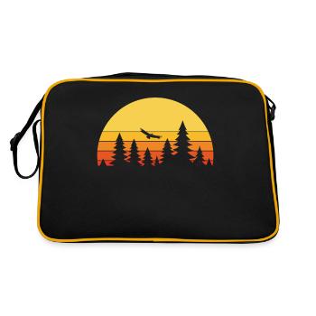 Wald Landschaft Retro - Retro Tasche - Schwarz/Gold - Hinten