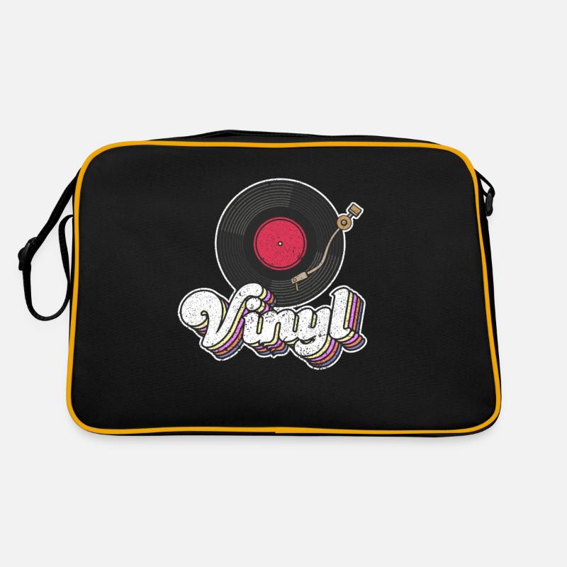 Vinyle Record Turntable Player Lover Cute - Sac Retro - noir/or