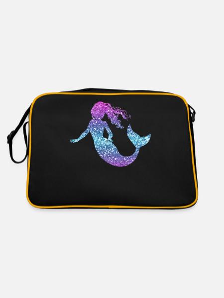Glitter Mermaid Ladies Girl Gift Nixe - Retro Bag - black/gold - Back