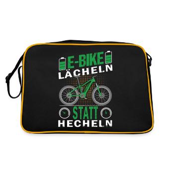 E-Bike -Lächeln statt hecheln - Retro Tasche - Schwarz/Gold - Hinten