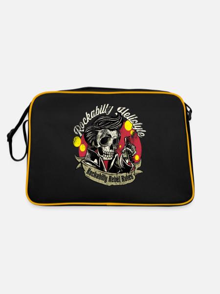 Rockabilly Rebel Rules Rockabilly Hellstyle - Retro Tasche - Schwarz/Gold - Hinten