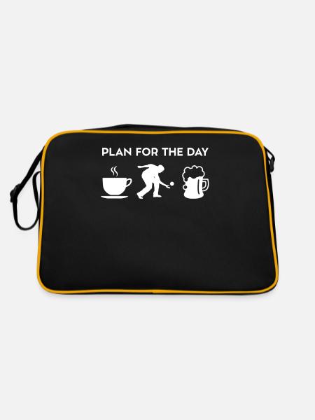 Drôle de café boccia pétanque joueur de pétanque de bière - Sac Retro - noir/or - Dos