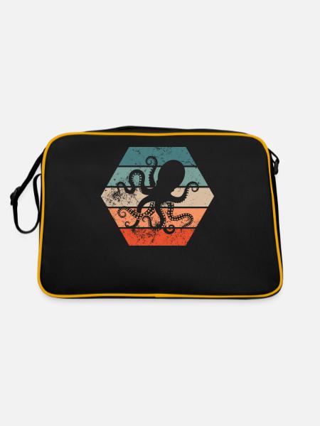 Octopus Squid Retro Gift - Retro Bag - black/gold - Back