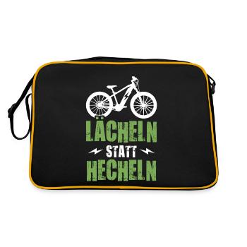 E-Bike Lächeln Statt Hecheln Elektro Fahrrad - Retro Tasche - Schwarz/Gold - Hinten