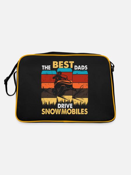 Funny Snowmobile Dad Shirt Snowmobiling Rider Gift - Retro Bag - black/gold - Back