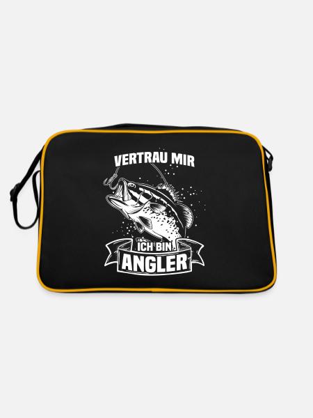 Vertrau mir ich bin Angler - Retro Tasche - Schwarz/Gold - Hinten