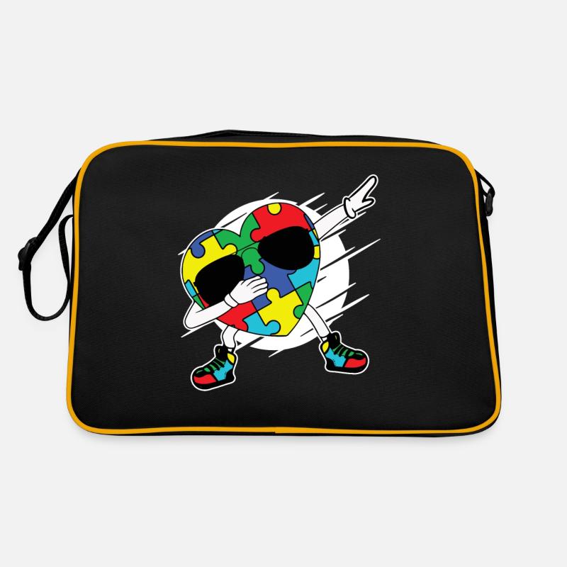 Autism Autistic Asberger Autism Awareness Puzzle - Retro Bag - black/gold