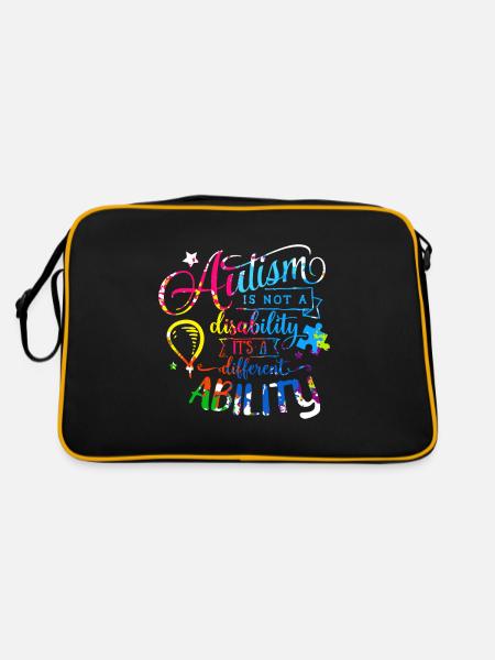 Autism Autistic Asberger Autism Awareness Puzzle - Retro Bag - black/gold - Back