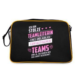 Stolze Teamleiterin Filialleiterin Geschenk Chefin - Retro Tasche - Schwarz/Gold - Hinten