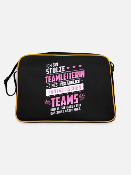 Stolze Teamleiterin Filialleiterin Geschenk Chefin - Retro Tasche - Schwarz/Gold - Hinten