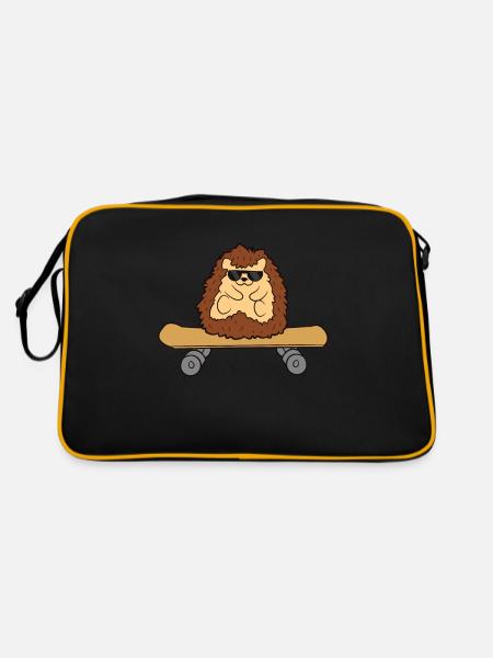 Hedgehog Skateboard Drôle de hérisson - Sac Retro - noir/or - Dos