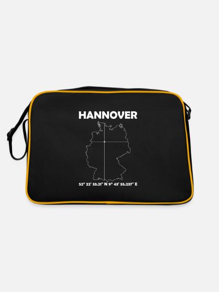 Hannover Karte - Retro Tasche - Schwarz/Gold - Hinten