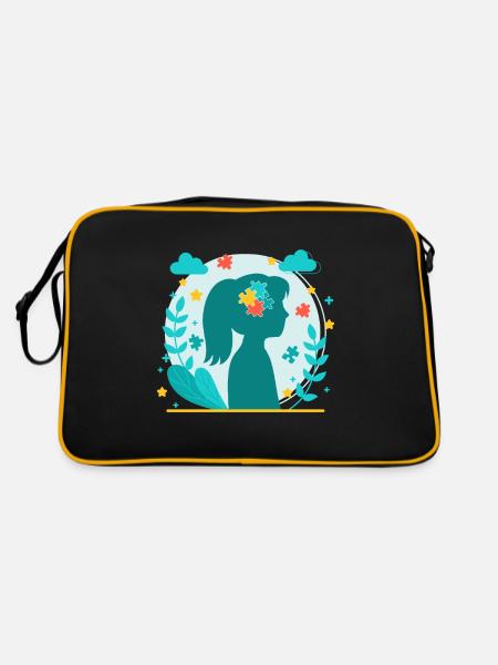 Autismus Autist Asberger Autismus Awareness Puzzle - Retro Tasche - Schwarz/Gold