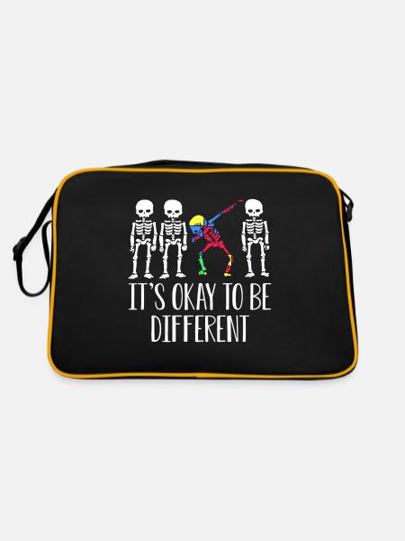 Autism Autistic Asberger Autism Awareness Puzzle - Retro Bag - black/gold - Back