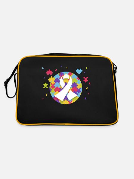 Autismus Autist Asberger Autismus Awareness Puzzle - Retro Tasche - Schwarz/Gold