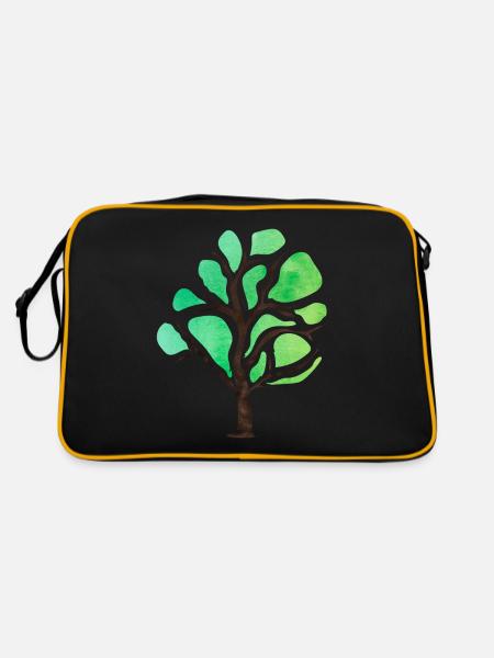 Baum Bäume Umweltschutz Naturschutz CO2 Sauerstoff - Retro Tasche - Schwarz/Gold - Hinten