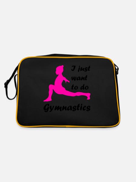 Turnerin Handstand gymnastik turnen - Retro Tasche - Schwarz/Gold - Hinten