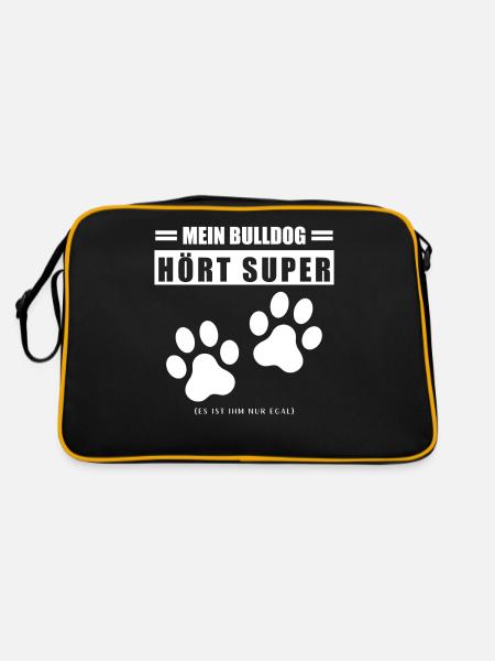 Bulldog - Retro Tasche - Schwarz/Gold - Hinten